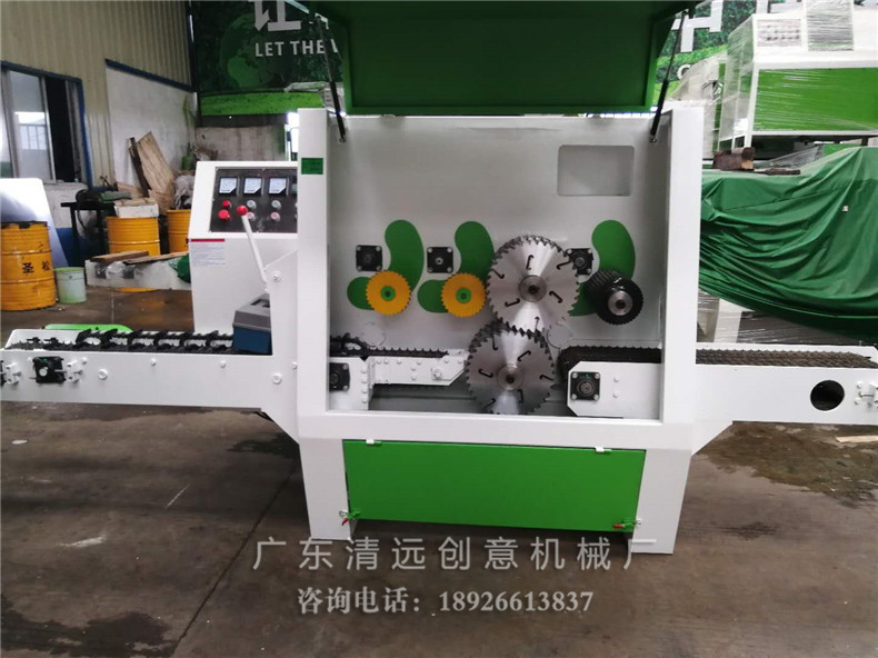 200型圓木多片鋸內(nèi)倉細(xì)節(jié)，采用上下軸多片鋸，超薄鋸片