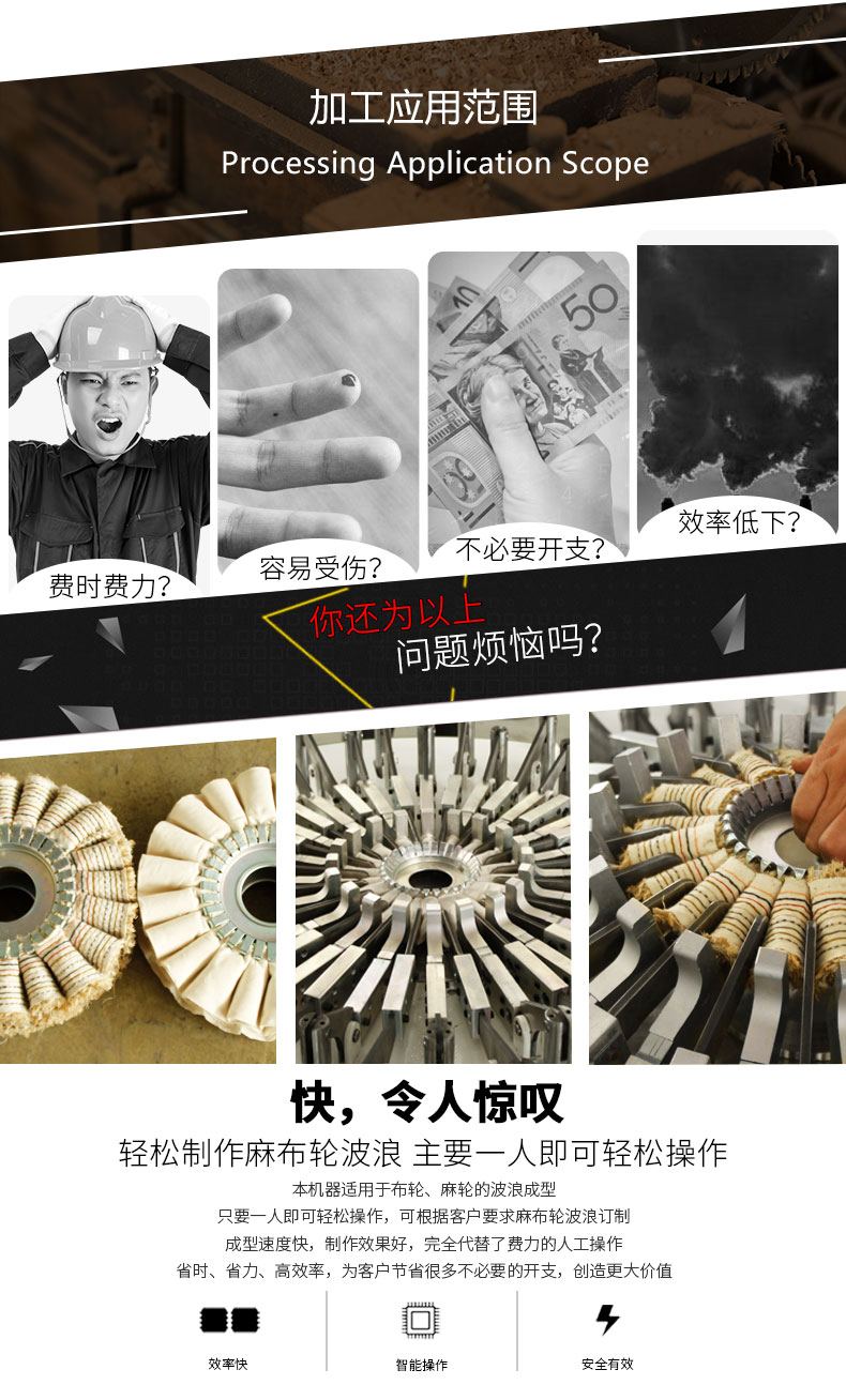 波浪風(fēng)輪成型機一人輕松操作，速度快，效果好